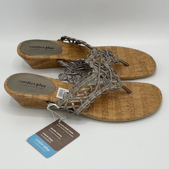 Predictions Comfort Plus Flip Flop Sandal in Silver/Cork Size 8.5 - Picture 2 of 6